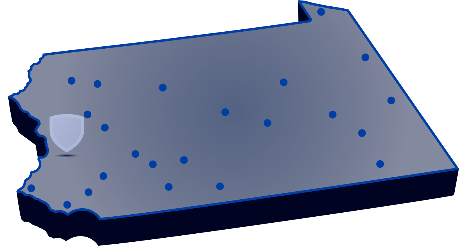 Locations of Penn State's campuses throughout Pennsylvania with 中国博彩平台 highlighted